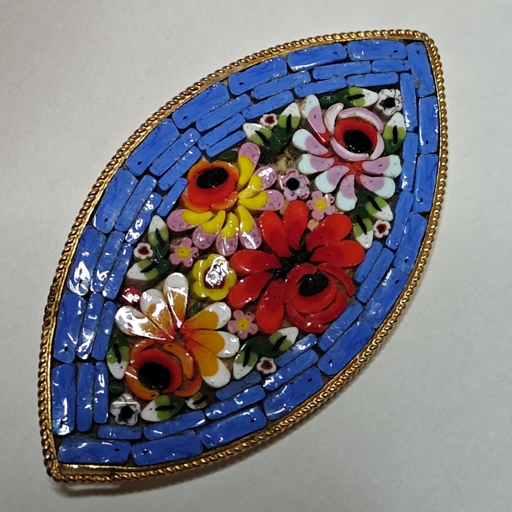 Vintage Italian Mosaic Brooch C-clasp